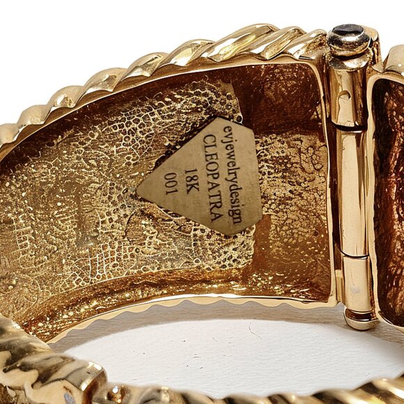 18K Gold Diamond & Ruby Handcrafted Bangle Limited Edition - Picture 6 of 16